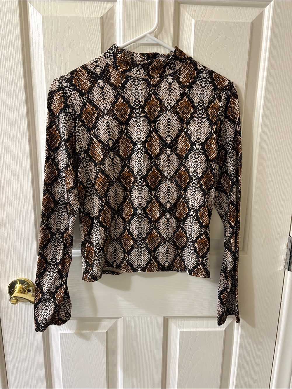 Olivia Rae Brown and Black Snakeprint Long Sleeve Top